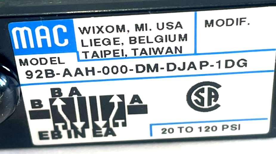 NEW MAC VALVES 92B-AAH-000-DM-DJAP-1DG SOLENOID VALVE 92BAAH000DMDJAP1DG - Image 4