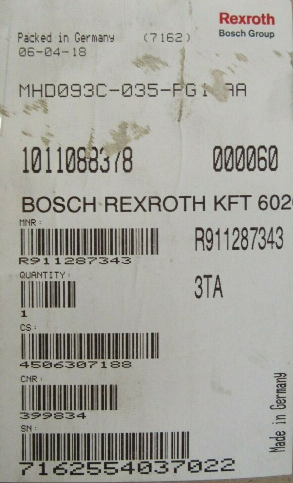 NEW REXROTH R911287343 SERVO MOTOR MHD093C-035-PG1-AA - Image 5