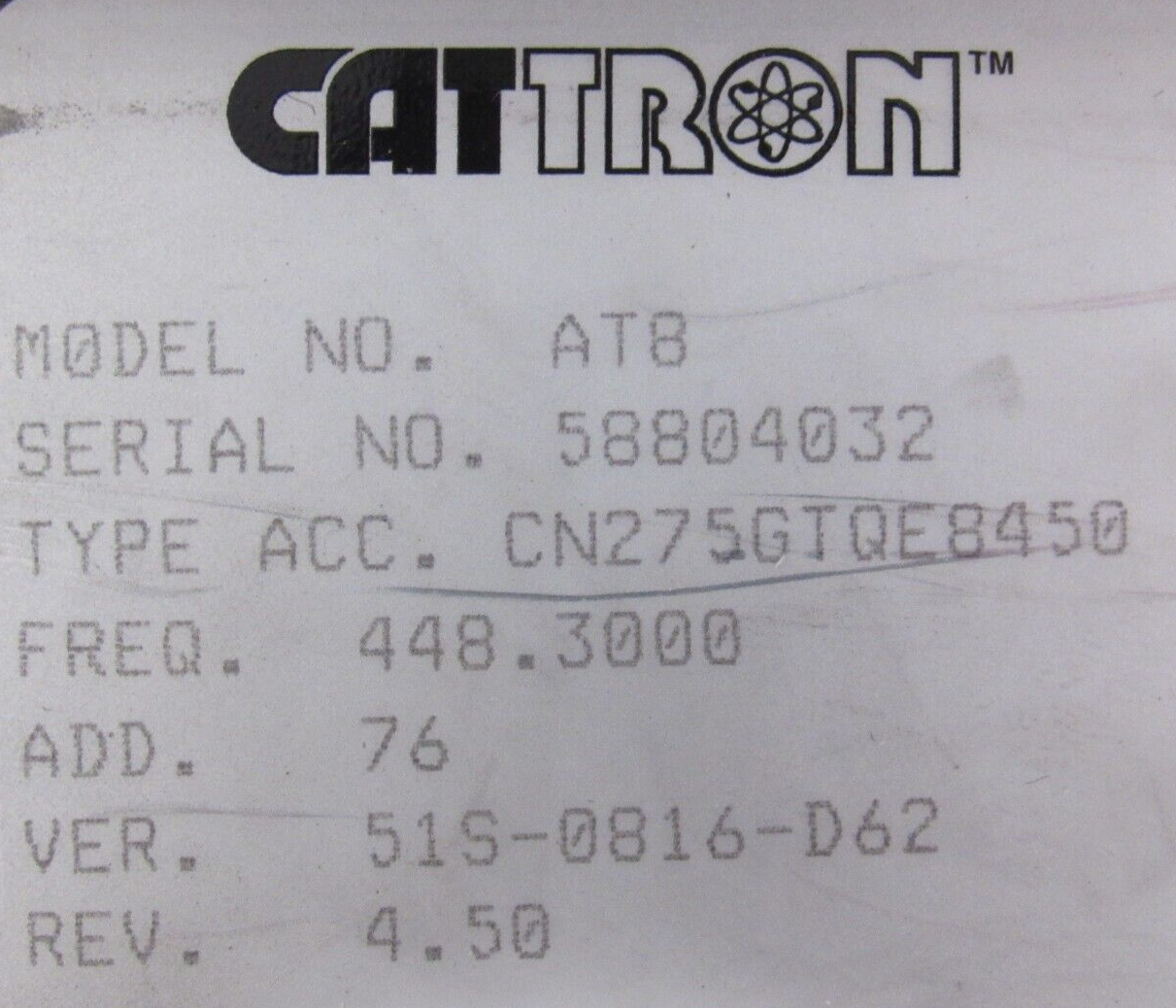 USED CATTRON CN275GTQE8450 CRANE CONTROL RECEIVER AT8 - SB Industrial ...