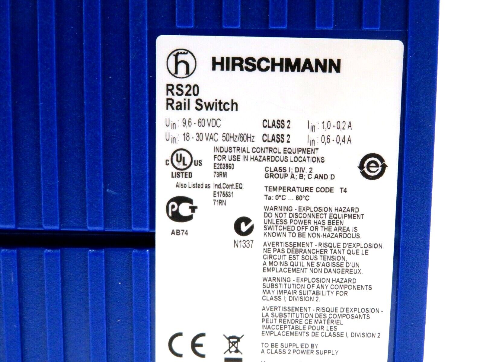 USED HIRSCHMANN RS20-1600T1T1SDAUHH RAIL SWITCH RS20 - Image 4