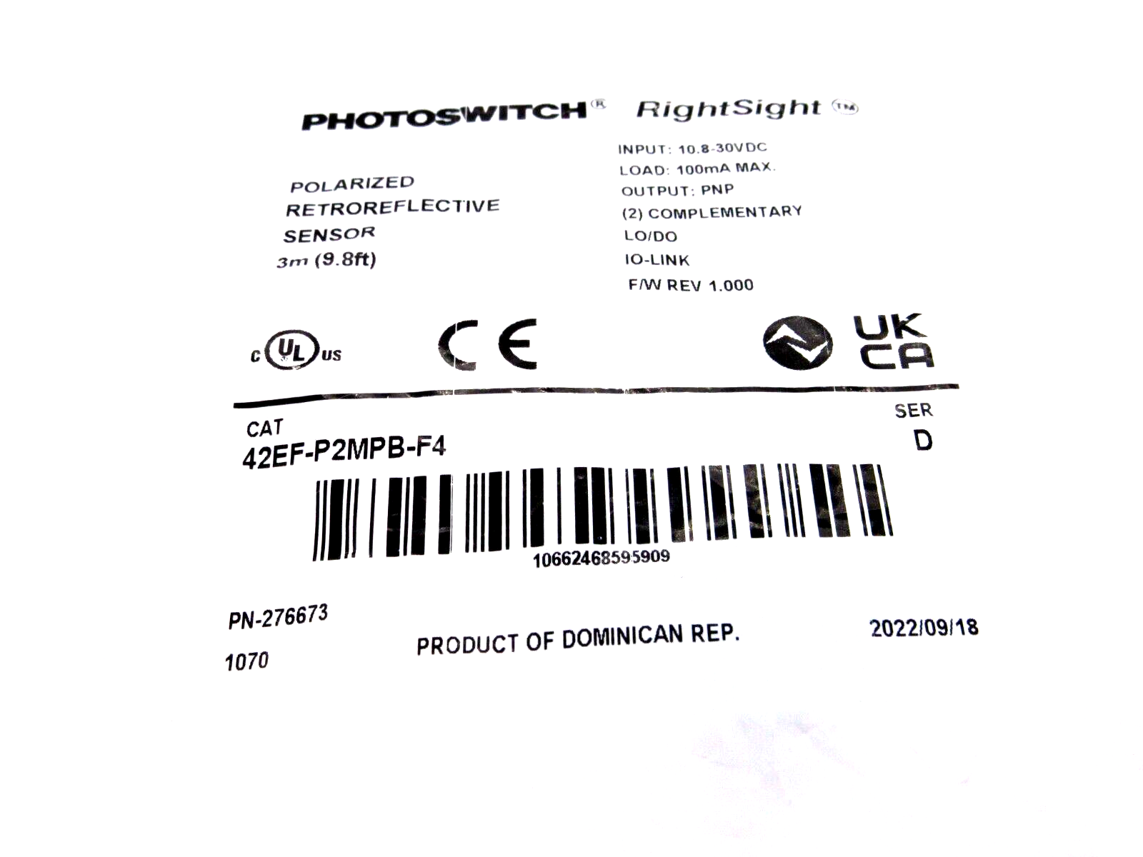 ALLEN BRADLEY 42EF-P2MPB-F4 RETROREFLECTIVE SENSOR 42EFP2MPBF4 NEW SURPLUS - Image 3