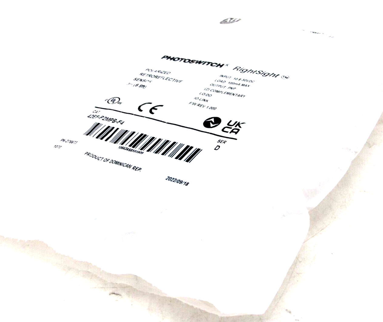 ALLEN BRADLEY 42EF-P2MPB-F4 RETROREFLECTIVE SENSOR 42EFP2MPBF4 NEW SURPLUS