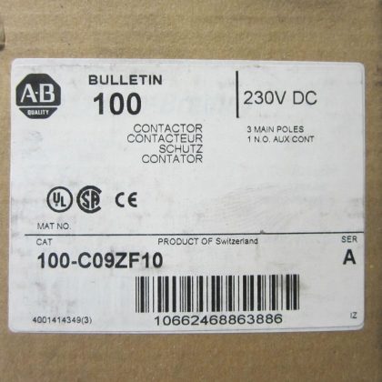 NEW ALLEN BRADLEY 100-C09ZF10 CONTACTOR 100C09ZF10