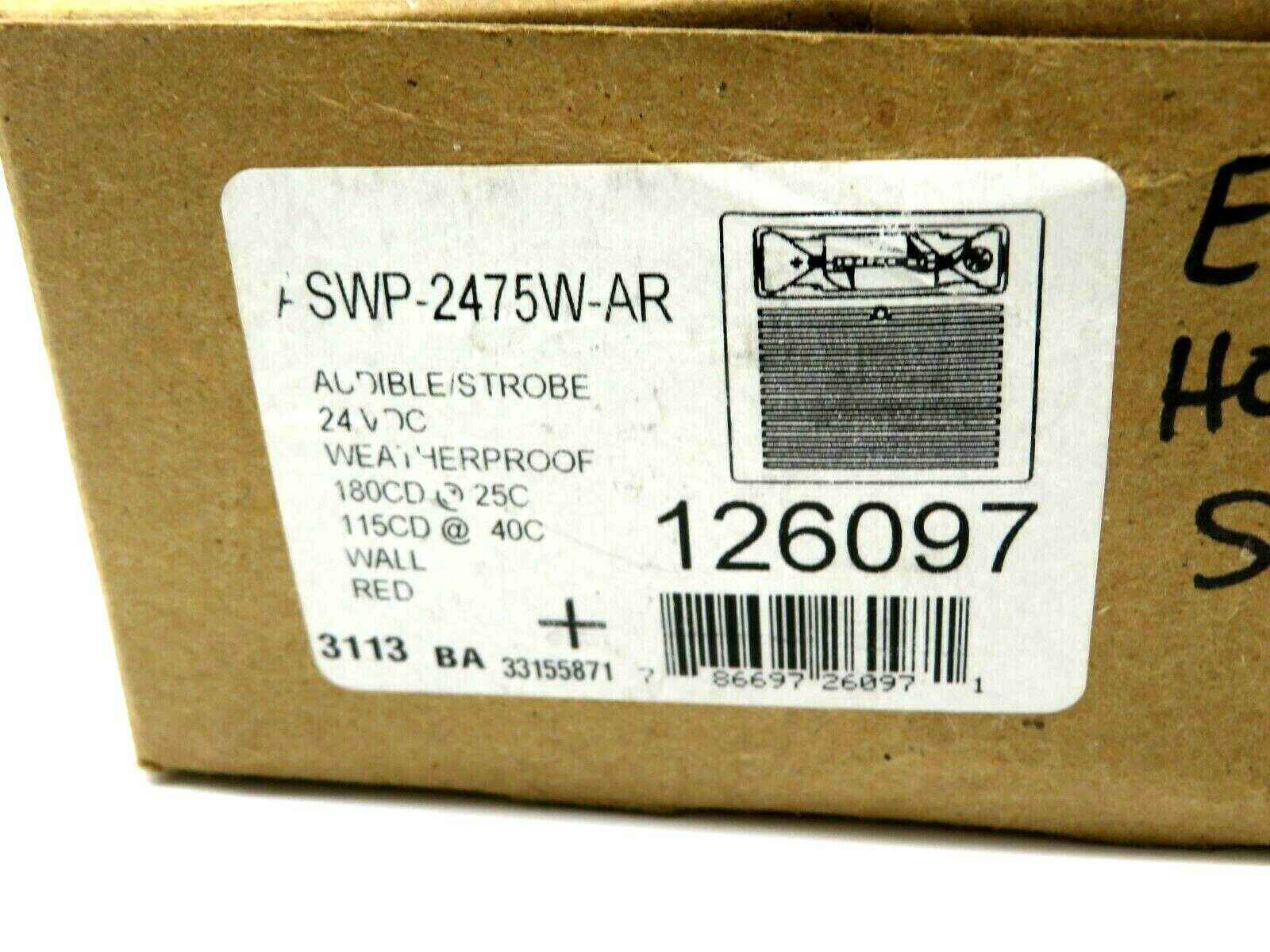 NEW COOPER WHEELOCK ASWP-2475W-AR AUDIBLE STROBE 24VDC 126097