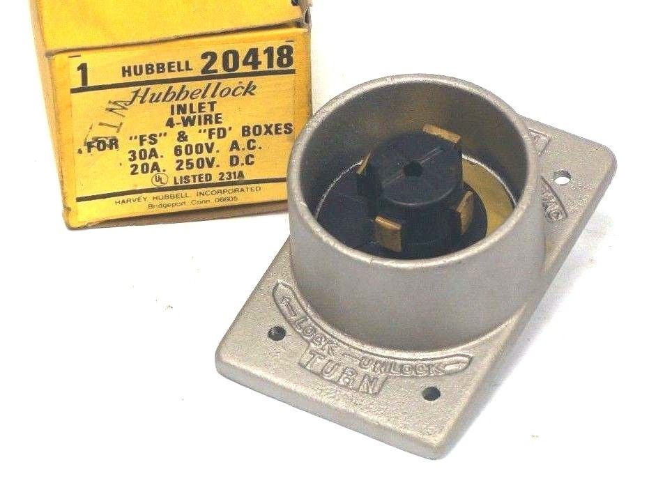 NEW HUBBELL 20418 INLET 4 WIRE - SB Industrial Supply, Inc.