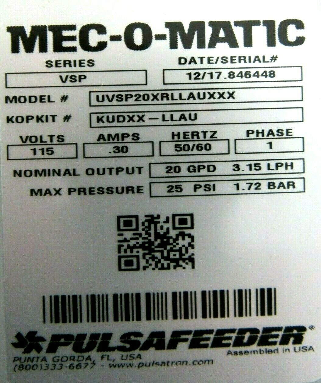 Pompe Mec-O-Matic Dolphin Pulsafeeder - Réf. 84605096 - Neuf (peut Présenter De Petits Défauts D'usine)