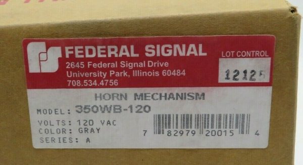 NEW SEALED FEDERAL SIGNAL 350WB-120 HORN MECHANISM GRAY 350WB120 - Image 3