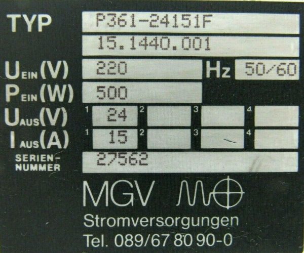 USED MGV P361-24151F POWER SUPPLY P36124151F 15.1440.001 - Image 4