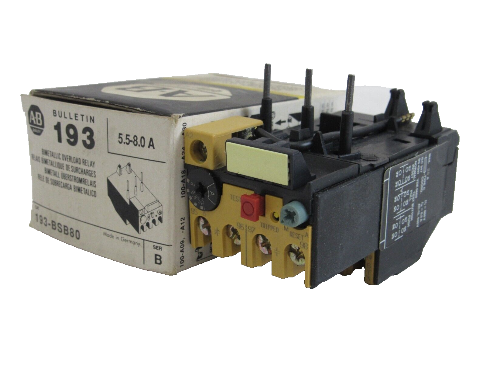 ALLEN BRADLEY 193-BSB80 OVERLOAD RELAY SER. B 193BSB80 NEW, SURPLUS