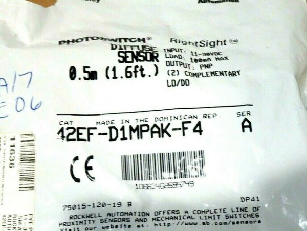 NEW ALLEN BRADLEY 42EF-D1MPAK-F4 DIFFUSE SENSOR SER.A 42EFD1MPAKF4 - Image 4