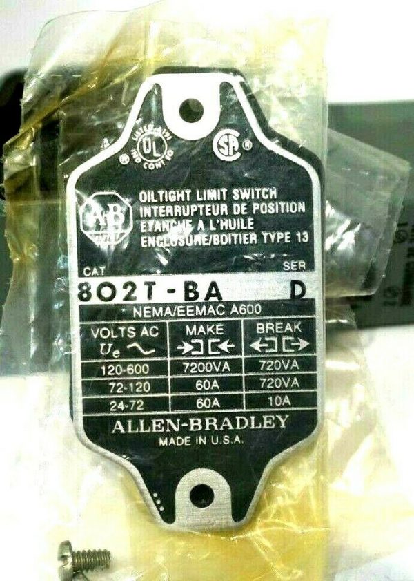 NEW ALLEN BRADLEY 802T-BA LIMIT SWITCH SER.D 802TBA - Image 3