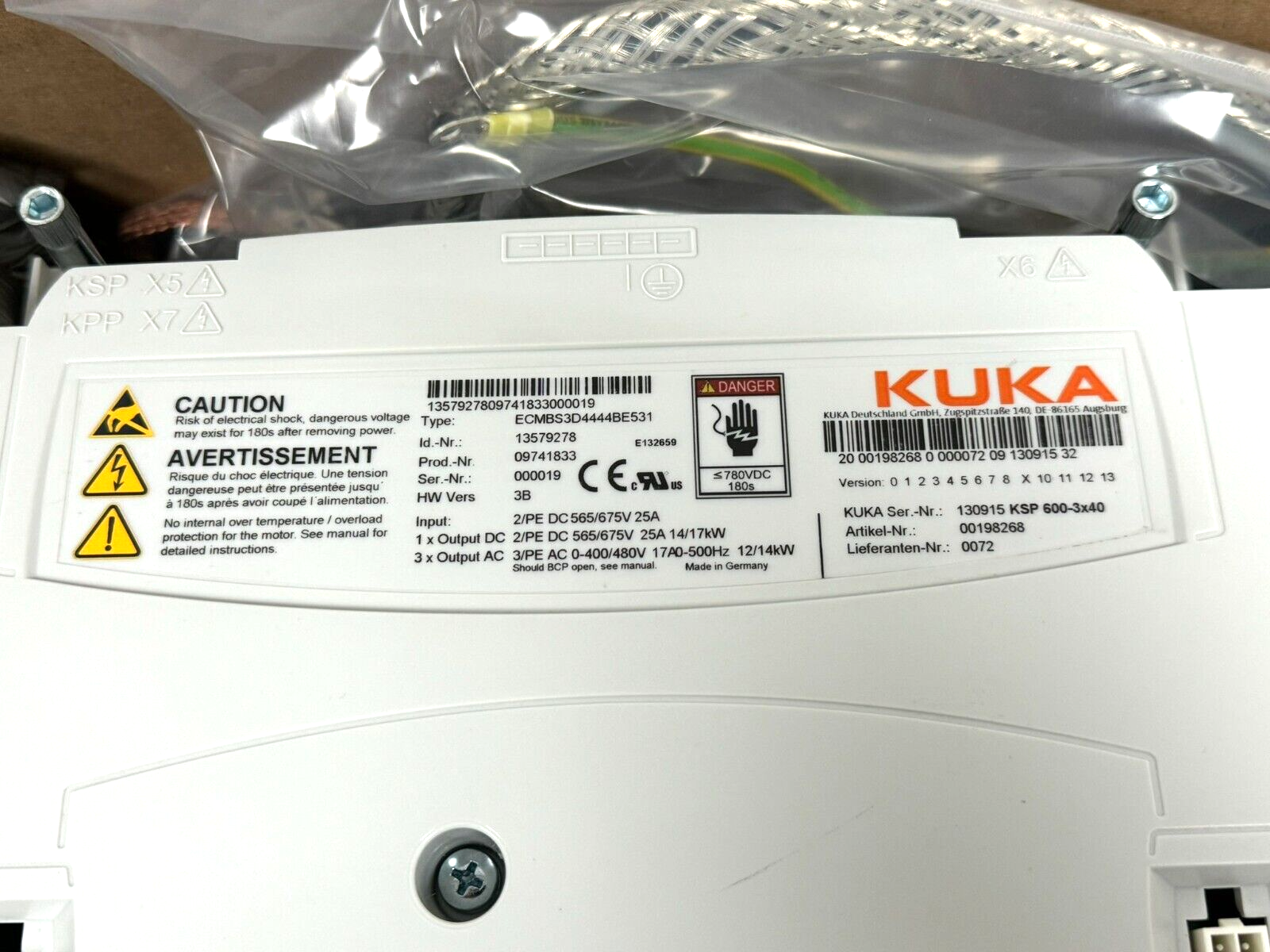 NEW KUKA ECMBS3D4444BE531 SERVO PACK 13579278 09741833 00198268 600-3x40 - Image 3