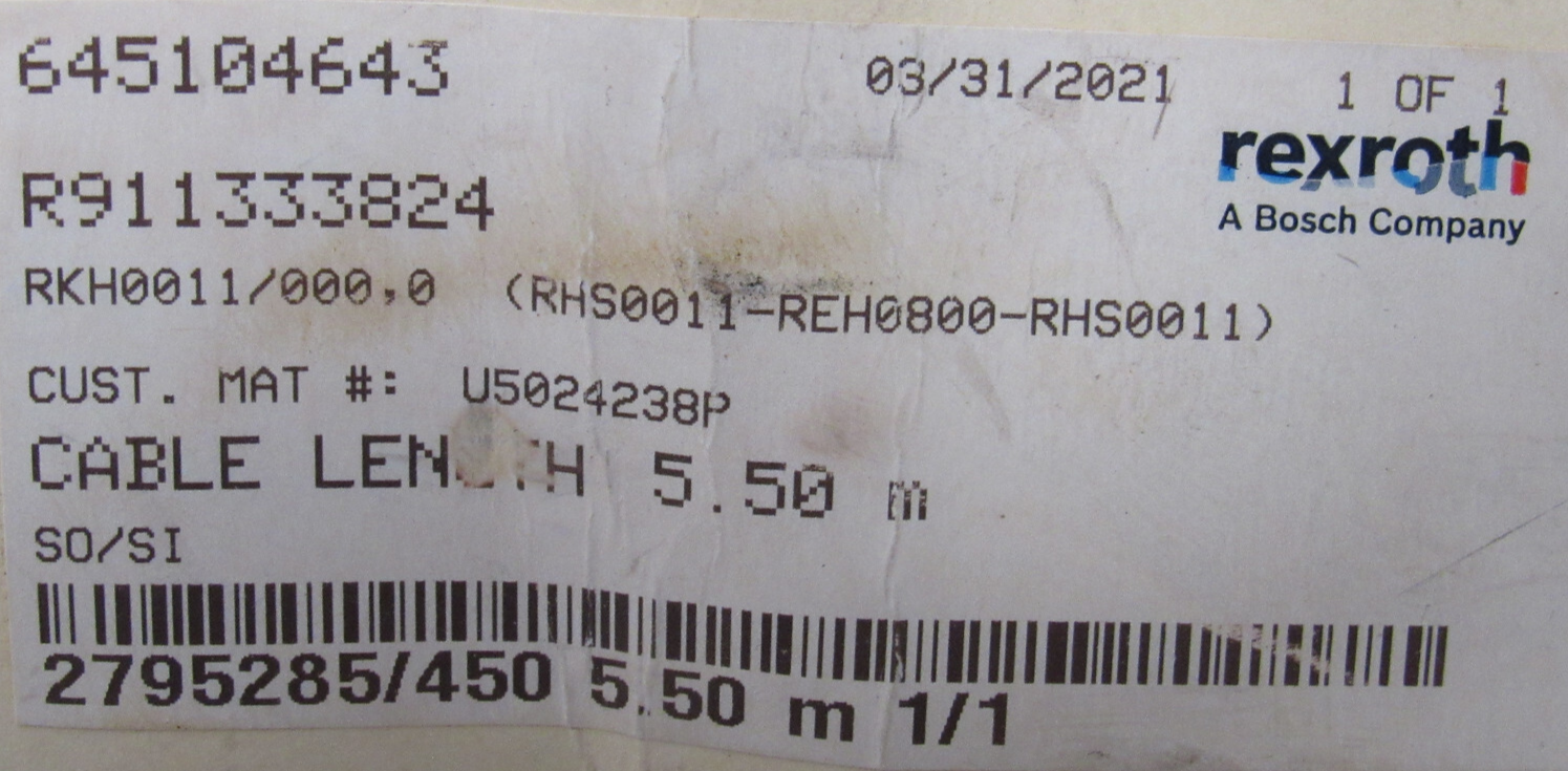 NEW REXROTH R911333824 CABLE RKH0011 5.50M - Image 4