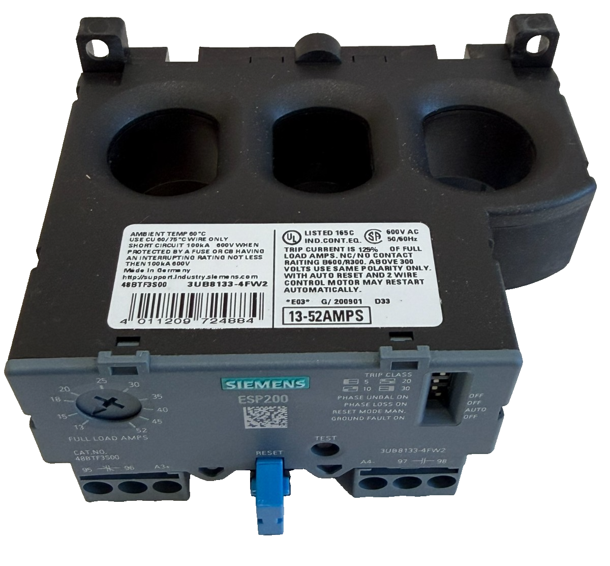 NEW SIEMENS 48BTF3S00 ESP200 OVERLOAD RELAY 3 PHASE 50/60HZ - Image 5