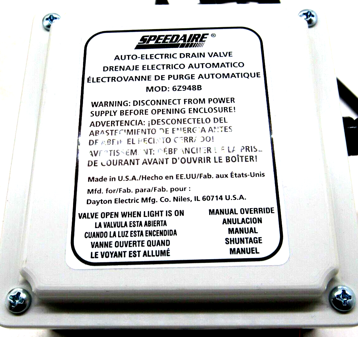 NEW SPEEDAIRE 6Z948B AUTO ELECTRIC DRAIN VALVE - Image 3