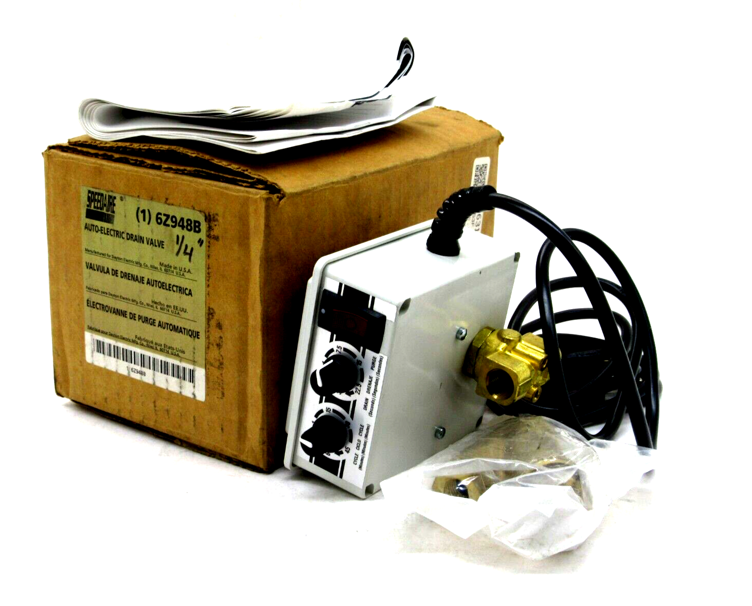 NEW SPEEDAIRE 6Z948B AUTO ELECTRIC DRAIN VALVE