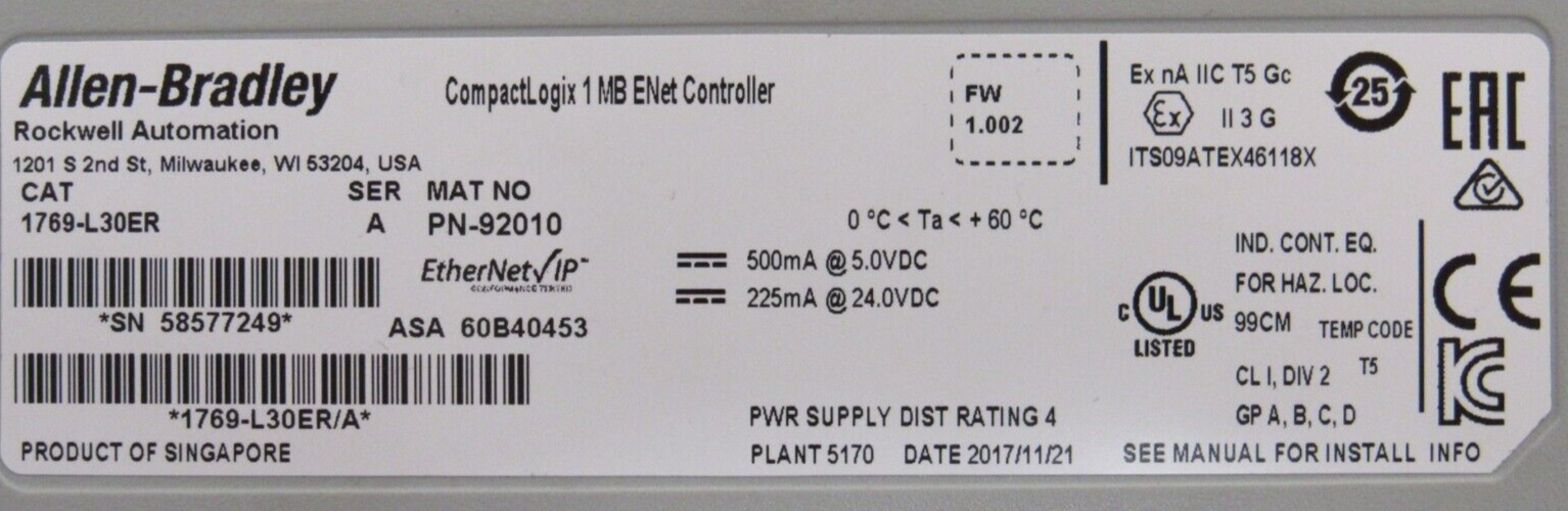 USED ALLEN BRADLEY 1769-L30ER INPUT MODULE SER.A 1769L30ER - Image 4