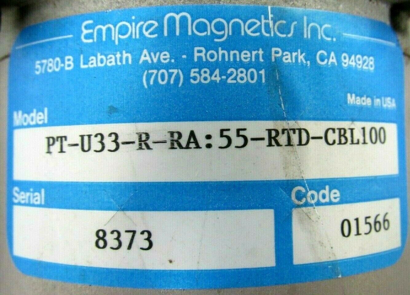 USED EMPIRE PTU33RRA55RTDCBL100 MOTOR