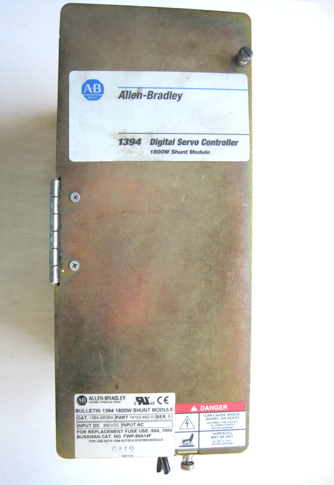 ALLEN BRADLEY 1394-SR36A SHUNT MODULE 74102-692-51 SER. B 1394SR36A