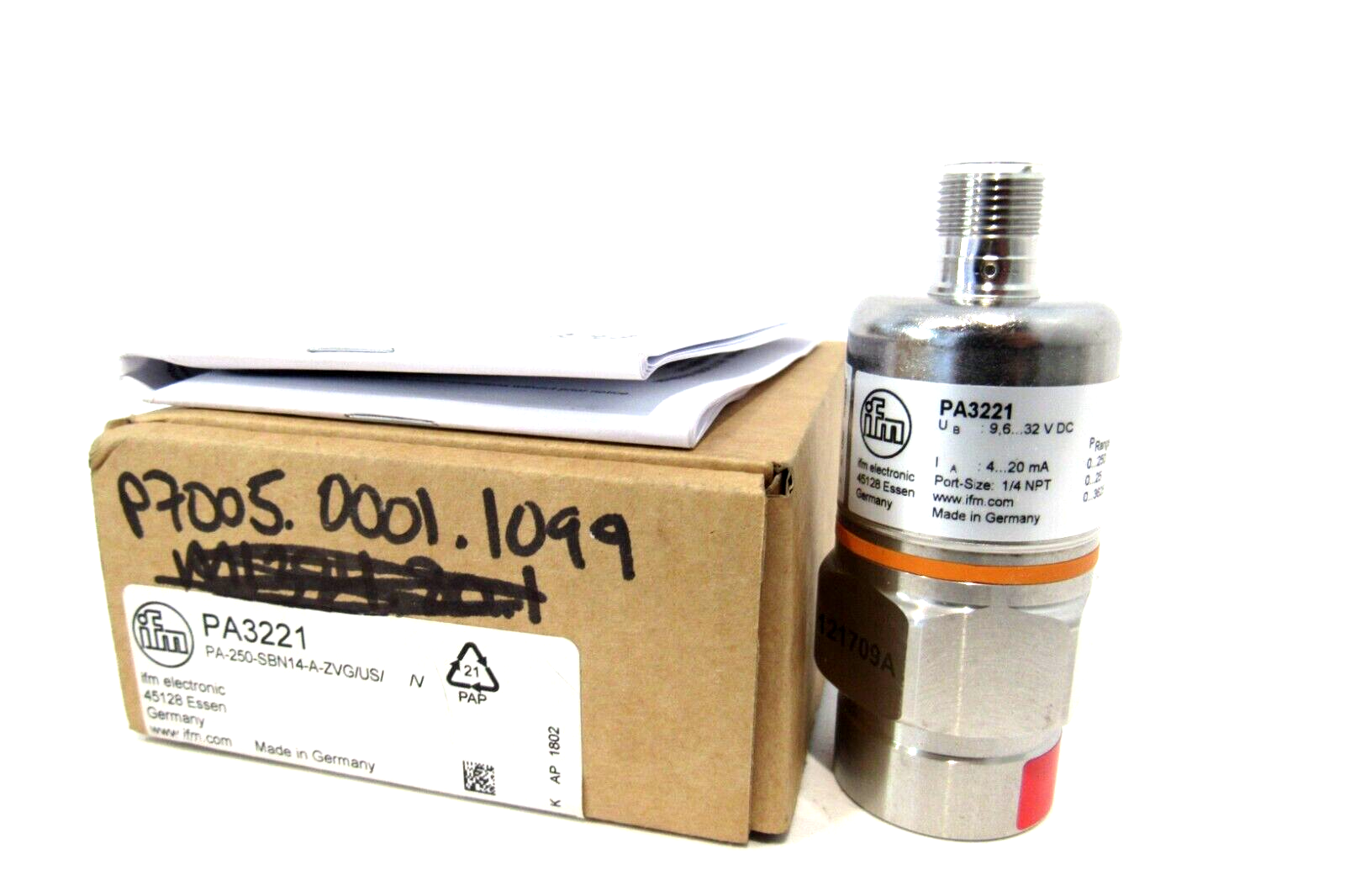 NEW IFM EFECTOR PA-250-SBN14-A-ZVG/US/ /V PRESSURE TRANSMITTER PA3221