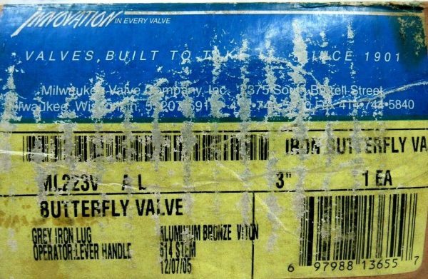 NEW MILWAUKEE VALVE ML223V AL BUTTERFLY VALVE 3" - Image 5