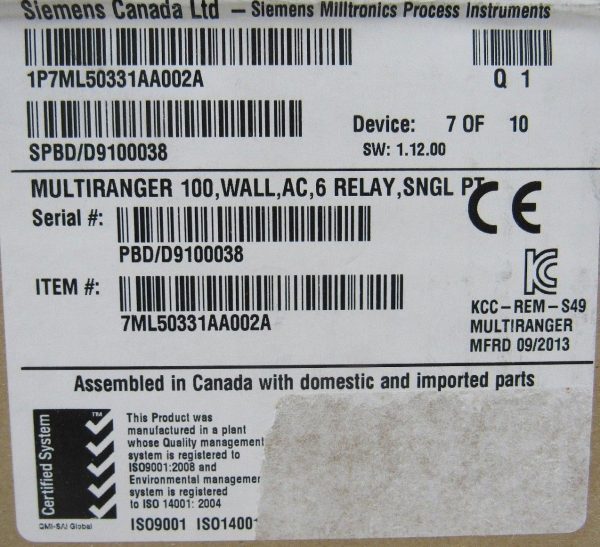 NEW SEALED SIEMENS 7ML50331AA002A MULTIRANGER 100 ULTRASONIC LEVEL TRANSMITTER - Image 3