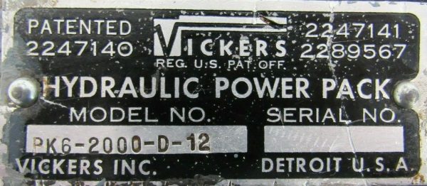 REFURBISHED VICKERS PK6-2000-D-12 HYDRAULIC POWER PACK PK62000D12 - Image 4