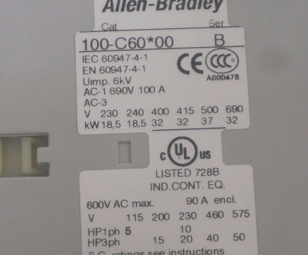NEW ALLEN BRADLEY 100-C60D10 CONTACTOR 120V/60HZ SER. B, 100C60D10 - Image 5
