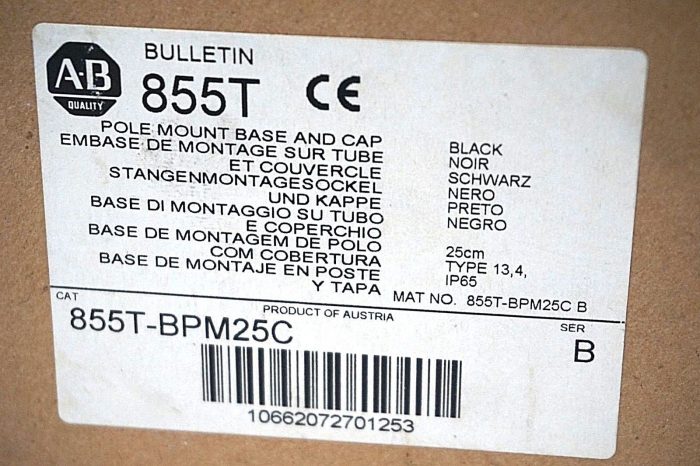 NEW ALLEN BRADLEY 855T-BPM25C POLE MOUNT BASE AND CAP SER.B 855TBPM25C - Image 4
