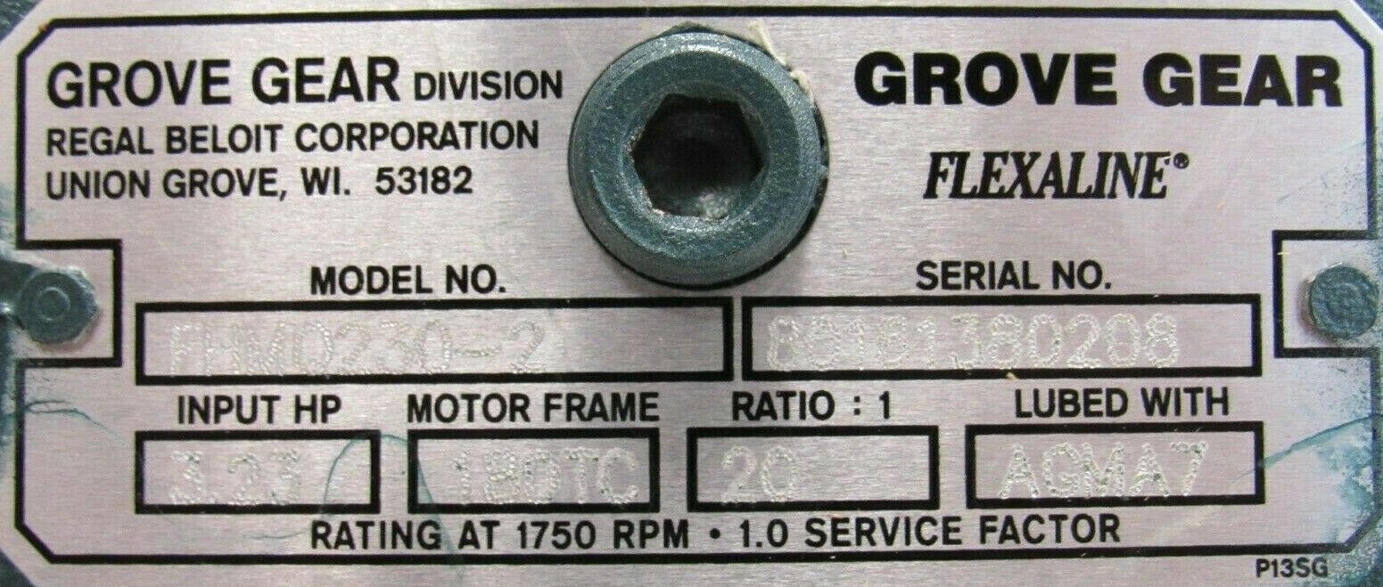 NEW GROVE GEAR FHMQ230-2 FLEXALINE WORM SPEED REDUCER 20:1 FHMQ2302 - Image 4