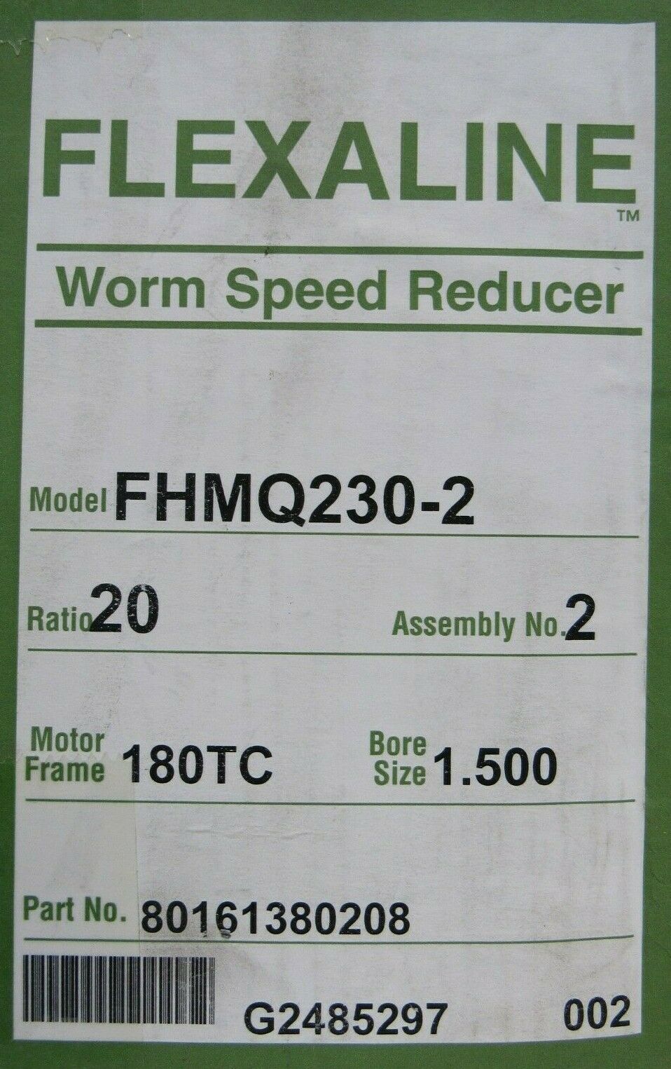 NEW GROVE GEAR FHMQ230-2 FLEXALINE WORM SPEED REDUCER 20:1 FHMQ2302 - Image 5
