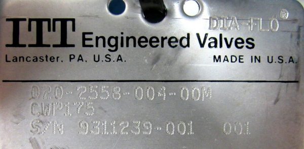 NEW ITT ENGINEERED VALVES 020-2558-004-00M VALVE 020255800400M CWP175 - Image 4