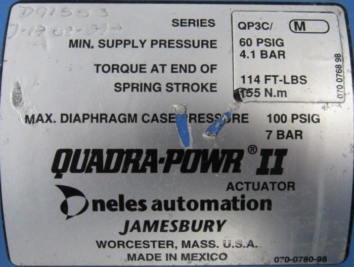 NEW JAMESBURY QP3C/M ACTUATOR VALVE QUADRA POWER 815V-11-2236-XZ SIZE 6 QP3CM - Image 6