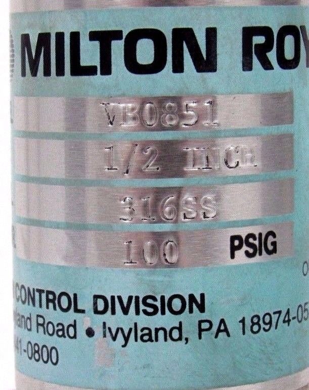 NEW MILTON ROY VE0851 BACK PRESSURE VALVE 1/2 INCH 100 PSI 316SS - Image 4