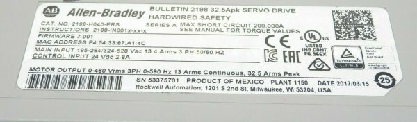 USED ALLEN BRADLEY 2198-H040-ERS SERVO DRIVE 2198H040ERS - Image 6