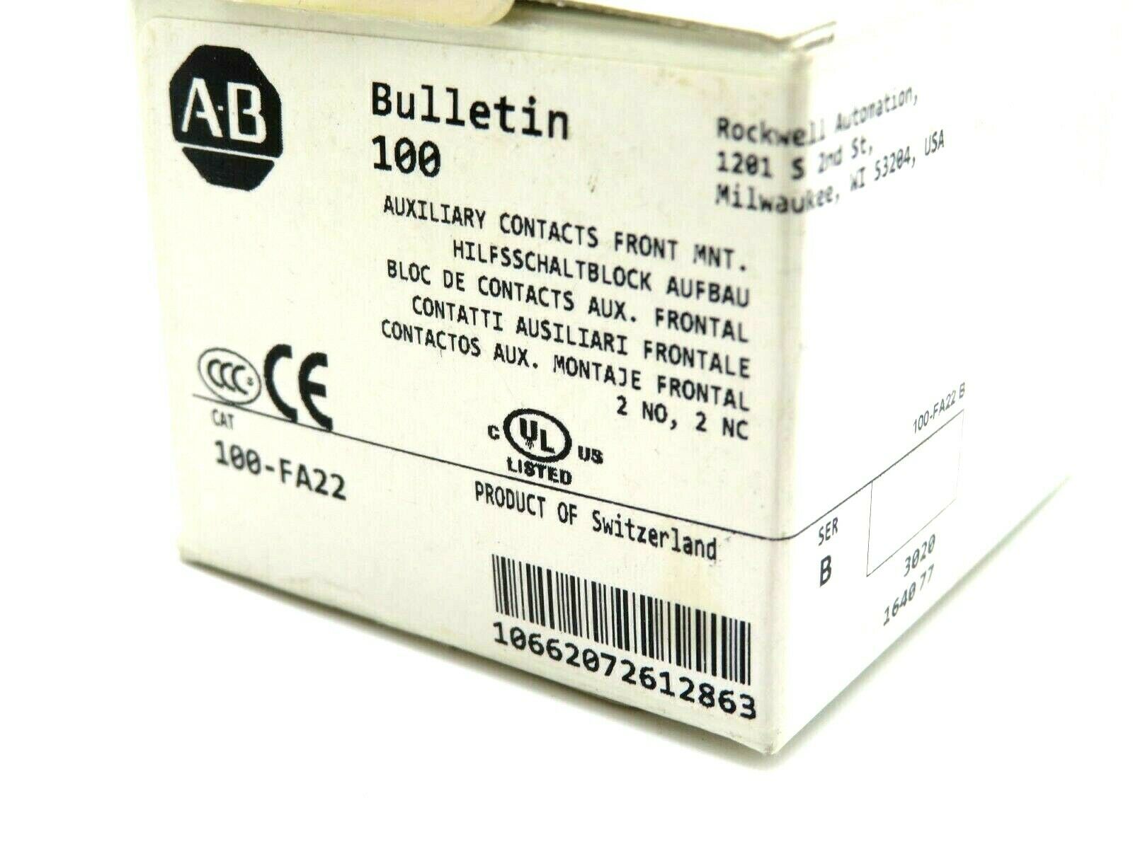 NEW ALLEN BRADLEY 100-FA22 AUXILIARY CONTACT SERIES B 100FA22 - Image 4