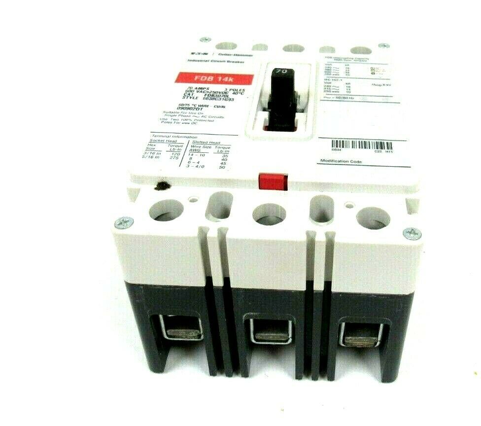 NEW CUTLER HAMMER FDB3070L CIRCUIT BREAKER 70A 3 POLE - Image 3