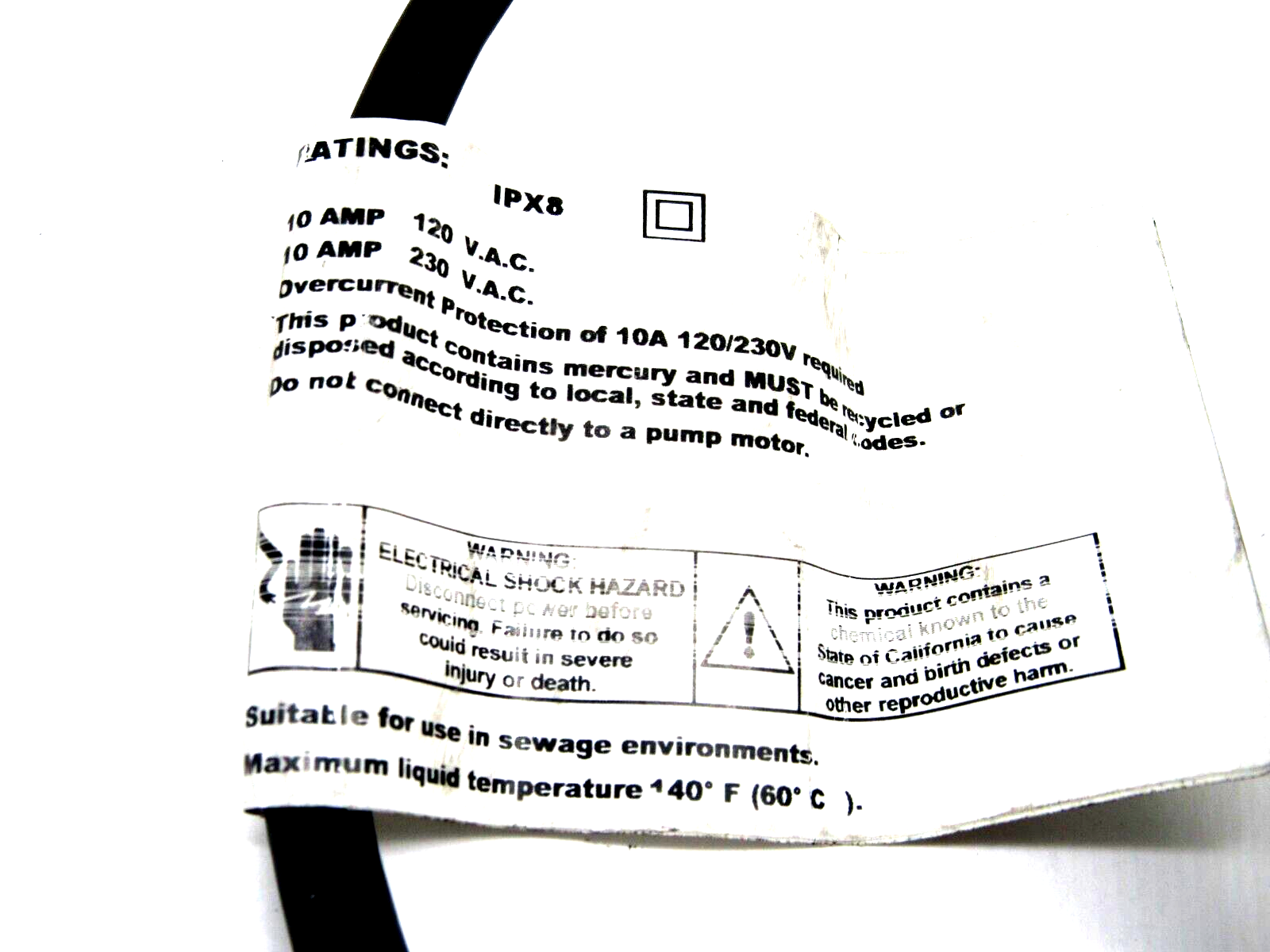 NEW SJE-ORENCO SYSTEMS MODEL A FLOAT CONTROL SWITCH - Image 4