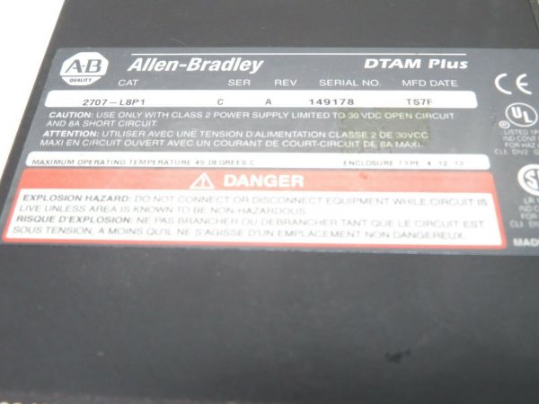 USED ALLEN BRADLEY 2707-L8P1 SERIES C REV A OPERATOR INTERFACE 2707L8P1 - Image 5