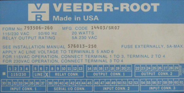 USED VEEDER ROOT 793506-260 PRODUCTION DATA CONTROL 793506260 - Image 5