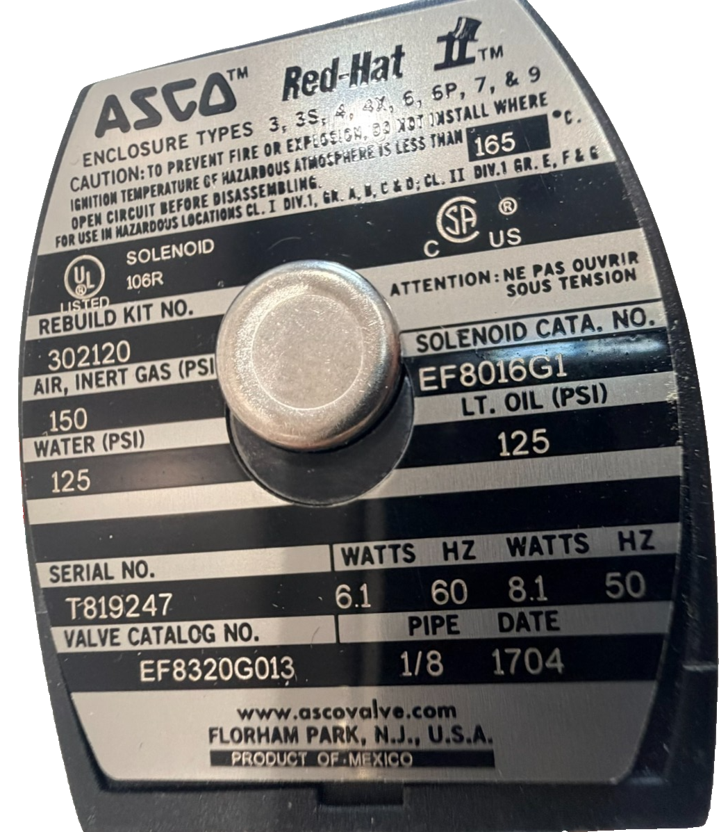 NEW ASCO EF8320G013 SOLENOID VALVE 120/60, 110/50 - Image 3