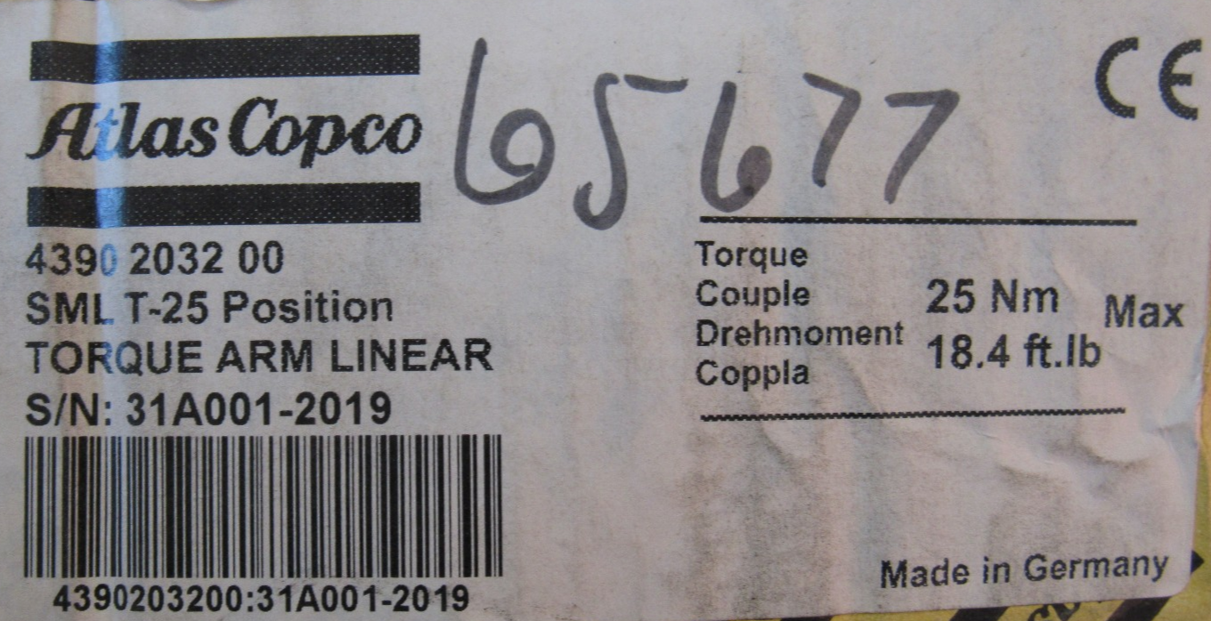NEW ATLAS COPCO 4390203200 POSITION TORQUE ARM LINEAR SML-T-25 BTL002L RIL-5C - Image 10