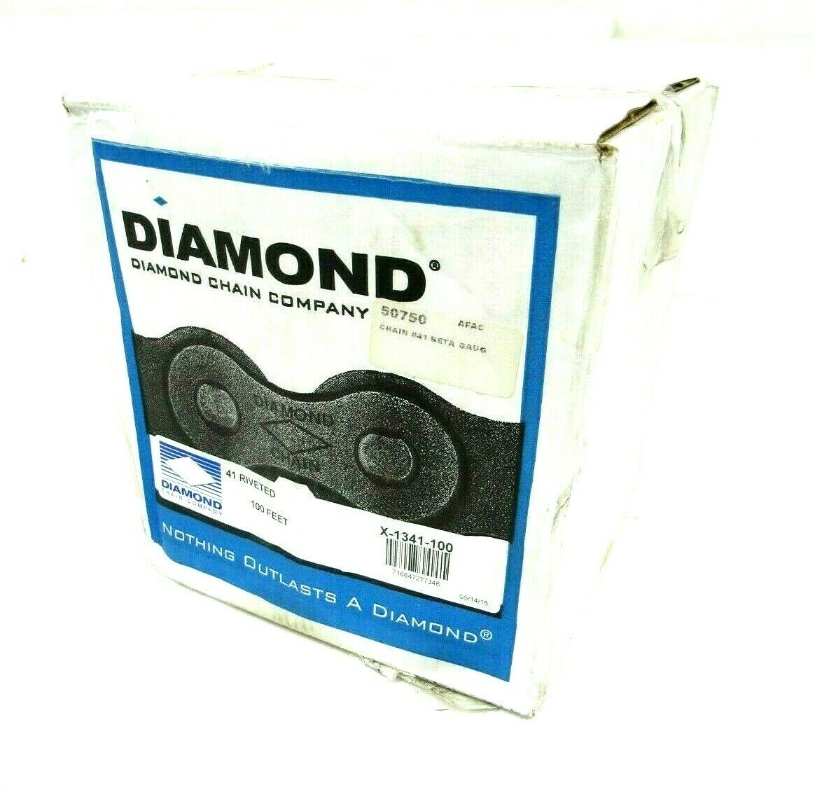 NEW DIAMOND CHAIN X-1341-100 ROLLER CHAIN 41 RIVETED 100FT - SB ...