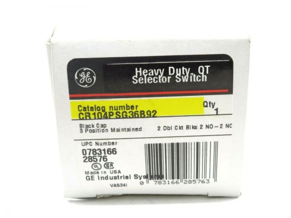 NEW GENERAL ELECTRIC CR104PSG36B92 SELECTOR SWITCH 3POS MAINTAINED BLACK CAP - Image 5