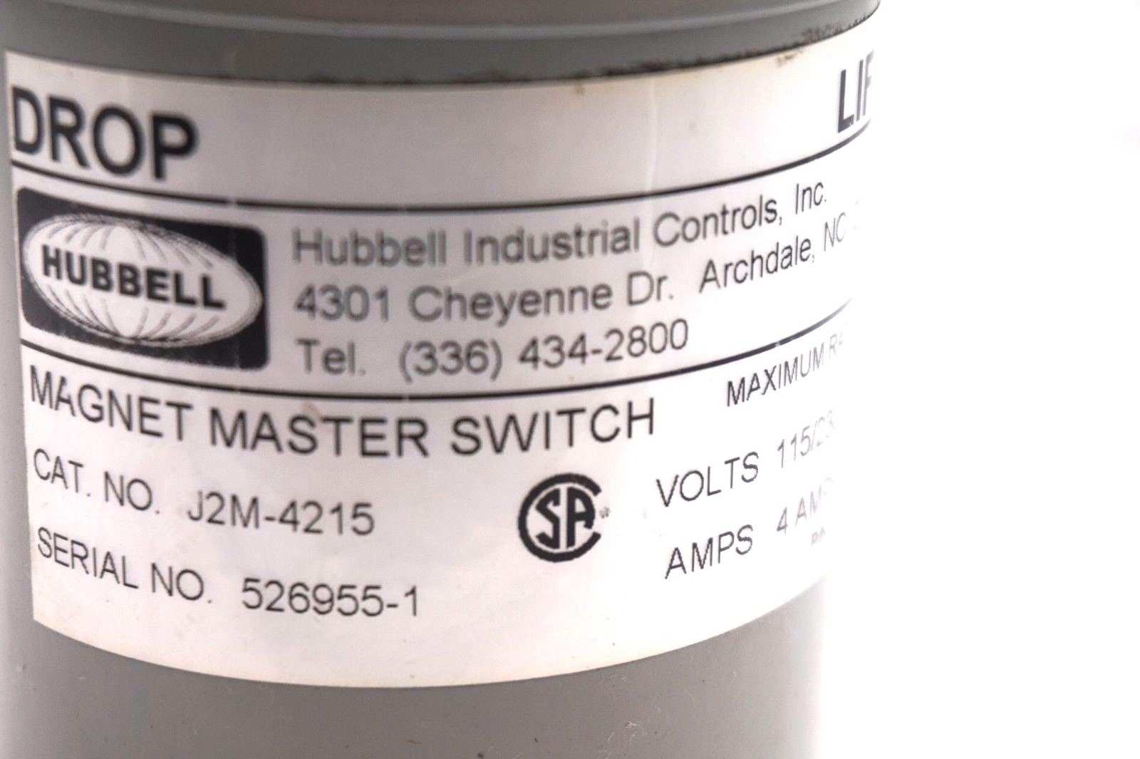 NEW HUBBELL J2M-4215 MAGNET MASTER SWITCH 58441341 J2M4215 - Image 3