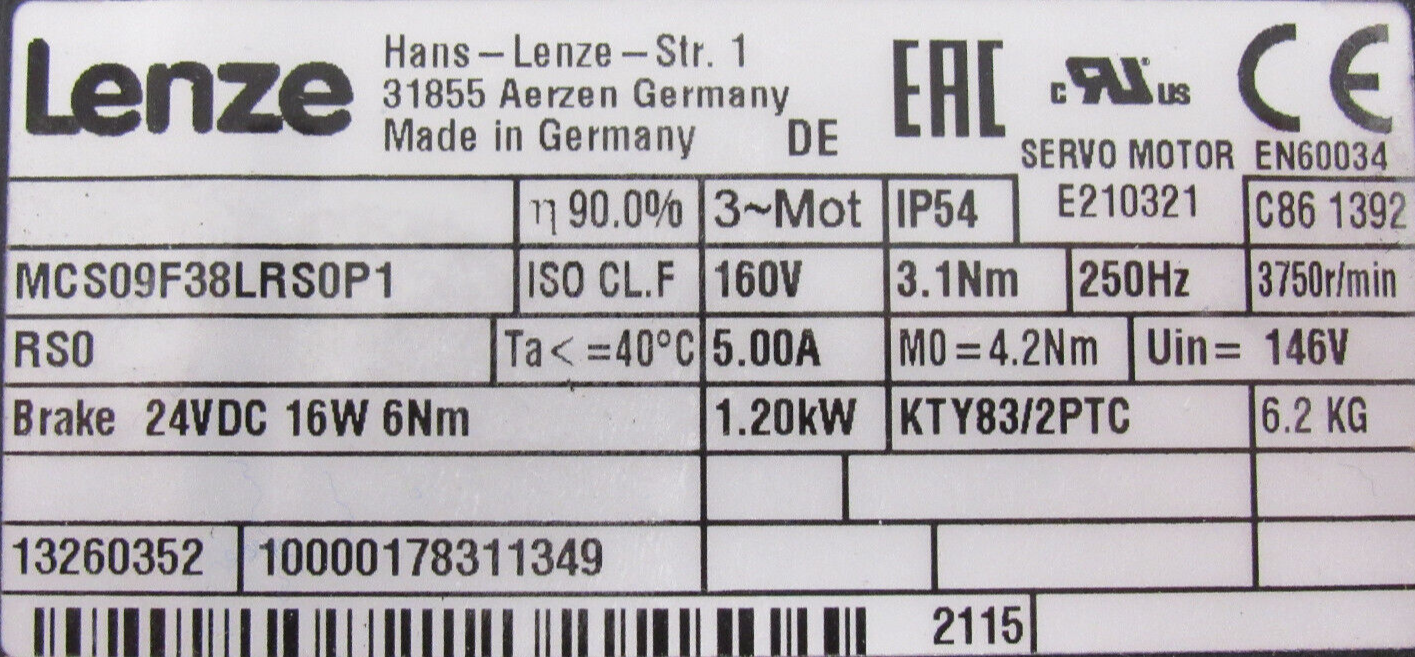NEW LENZE MCS09F38LRS0P1 SERVO MOTOR - Image 4