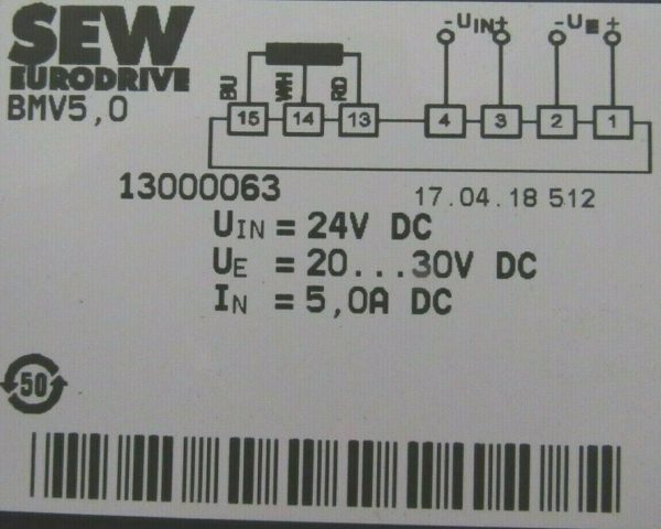 NEW SEW EURODRIVE CMP50S/BK/KY/AK0H/SB1 SERVO MOTOR W/ 13000063 BRAKE CONTROL - Image 4