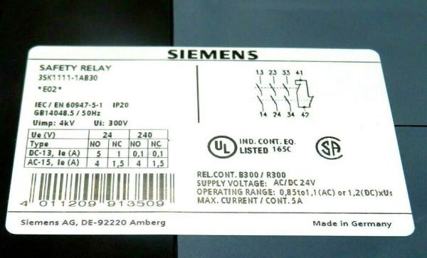 NEW SIEMENS 3SK1111-1AB30 SAFETY RELAY 3SK11111AB30 - Image 4