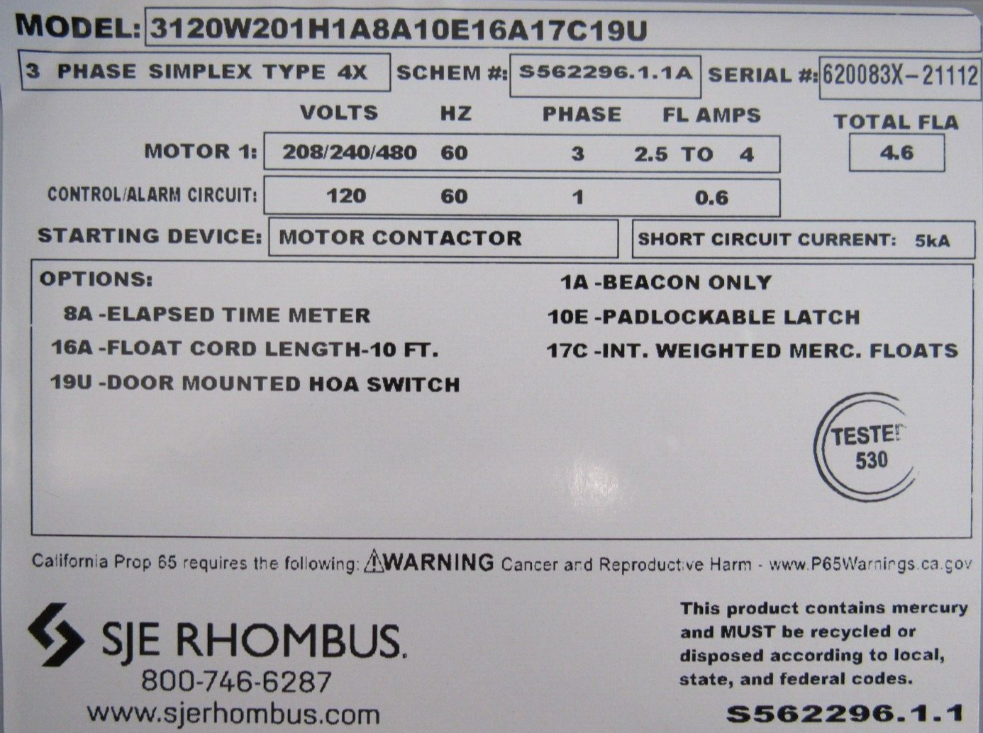 NEW SJE RHOMBUS 3120W201H1A8A10E16A17C19U CONTROL PANEL - Image 5
