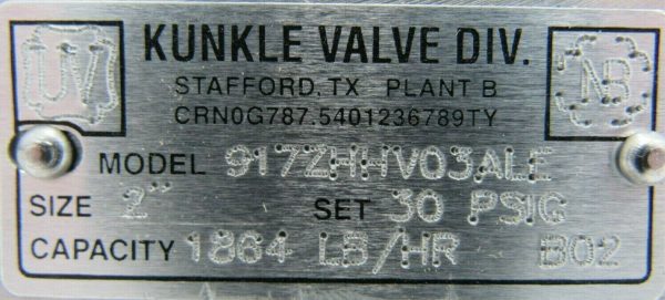 REFURBISHED KUNKLE VALVE 917ZHHV03ALE RELIEF VALVE - Image 5